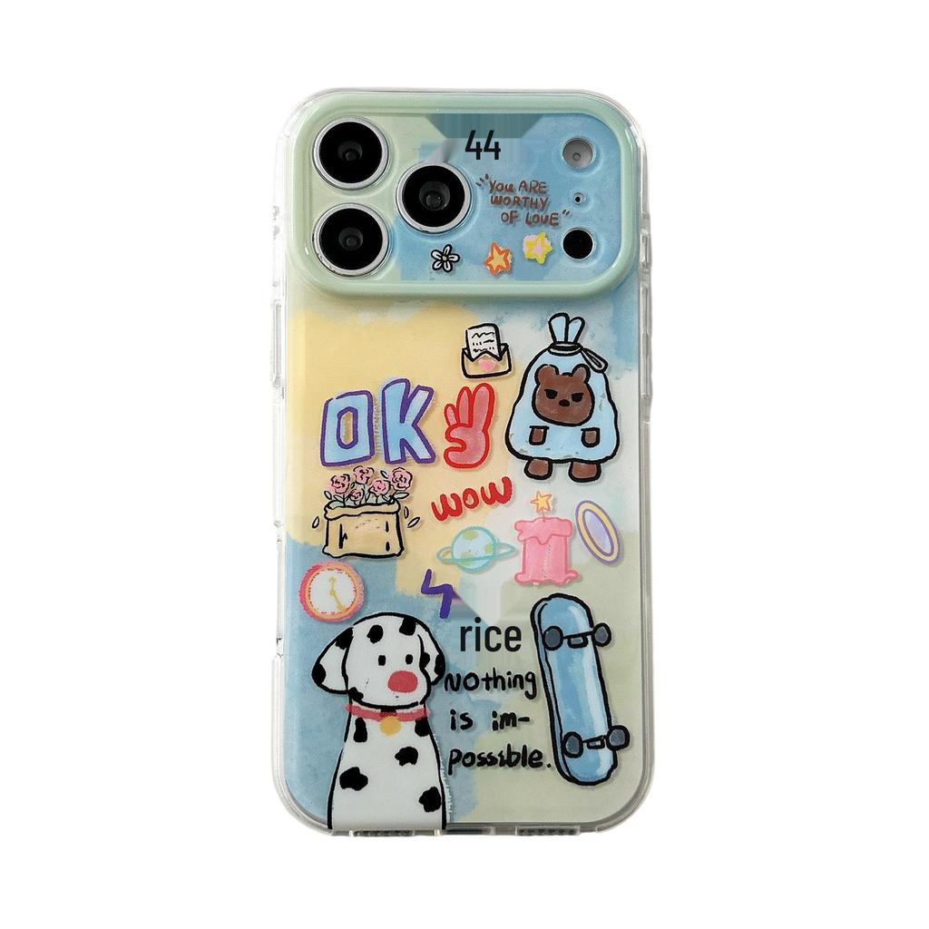Чехол для iPhone 17 Pro Max с мультяшным граффити-собакой OK, Подходит для Apple 16, Двухслойный IMD, Точные вырезы для 14/15