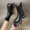 Chelsea Boots Fashionable and Comfortable Female Spring and Fall Single Boots Big Head Thick Bottom Mid-calf Boots Smoke Tube Curry Short Boots