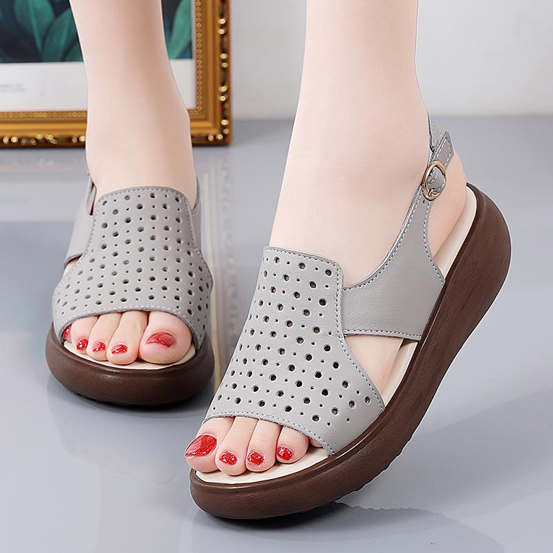 Женские сандалии, повседневная белая обувь для медсестер на платформе, мягкая обувь на плоской подошве, черная прогулочная обувь на толстой подошве для женщин