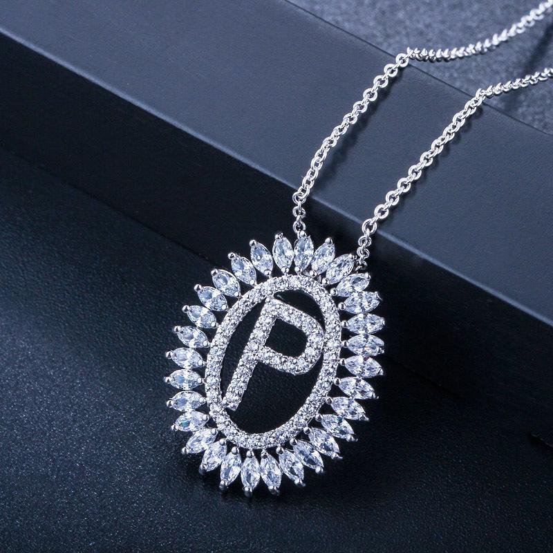 D0037 Ожерелье с буквой, Высококачественный циркон 3A, Персонализированная подвеска, Несколько вариантов.