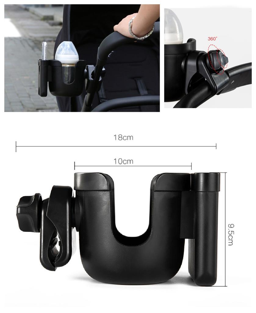 Universal 2-In-1 Cup Phone Holder Baby Stroller Multi-Functional Cup Holder for Wheelchairs Bicycles Electric Scooters