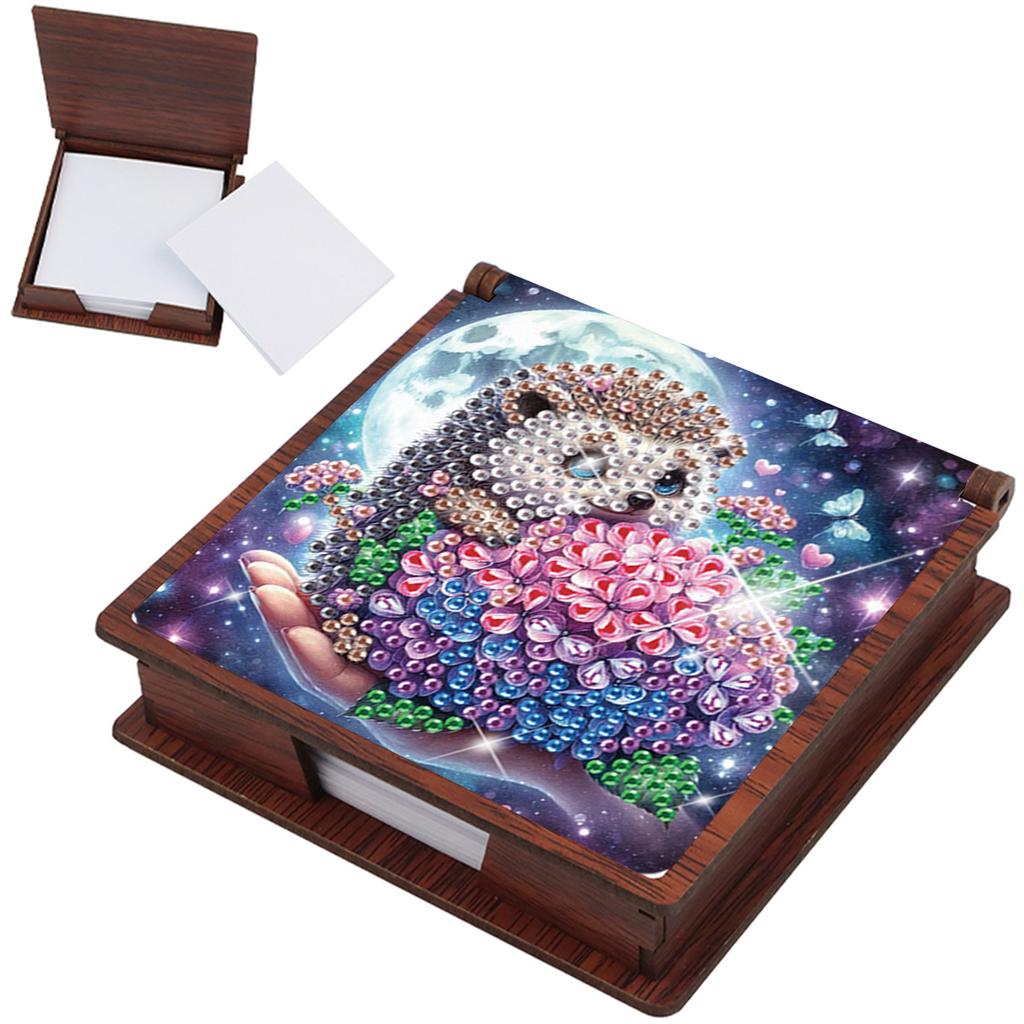 Wooden DIY Diamond Painting Kit Note Box Contains 160 Sheets of Paper Memo Paper Storage Box Diamond Art for Office Desk