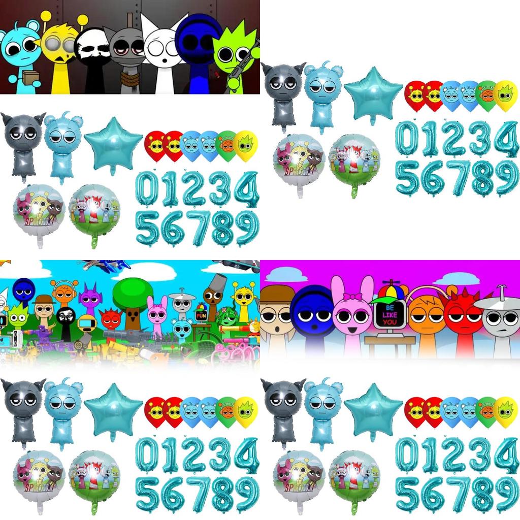 Шарики Sprunki для украшения дня рождения с мультяшными фигурками для детских мероприятий