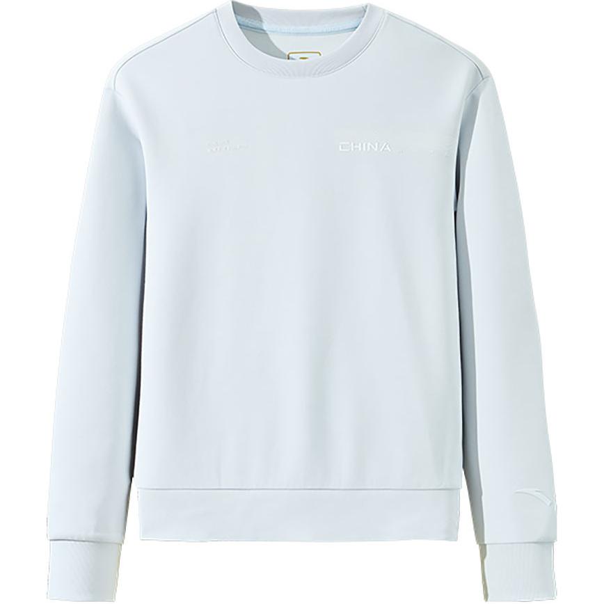 Anta Training Series Pullover Solid Color Round Neck Long Sleeve Sweatshirt Women Sweatshirt Light-Gray-Blue 162447713S-2