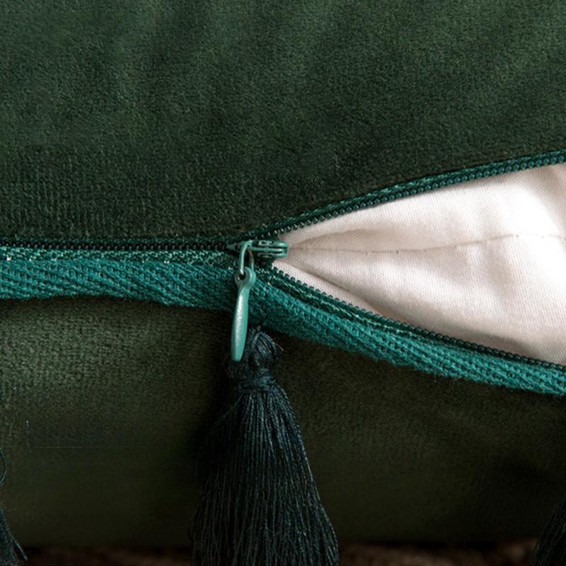 Упаковка из 2 осенних бархатных мягких однотонных декоративных наволочек с кисточками и бахромой в стиле бохо, чехол для дивана-кровати 18 x 18 дюймов