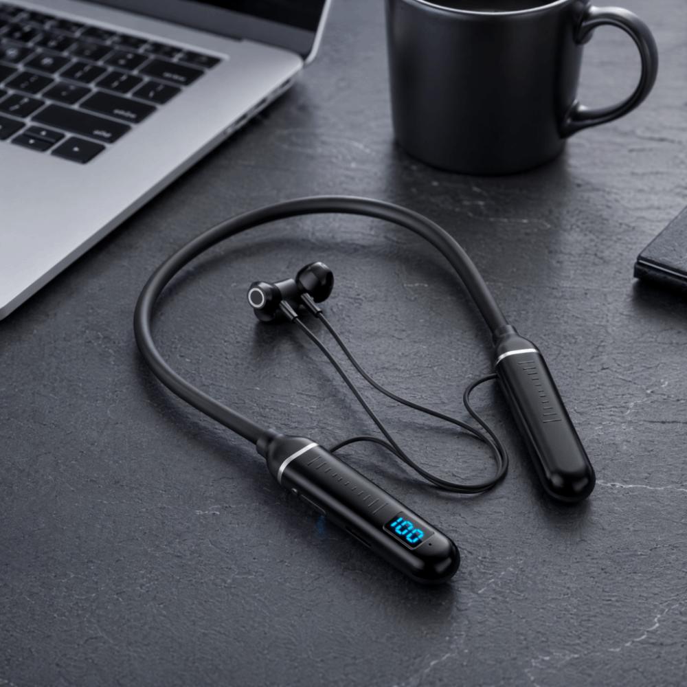Digital Display Wireless Headset Large Capacity Sports Bluetooth Earphones Sports Use