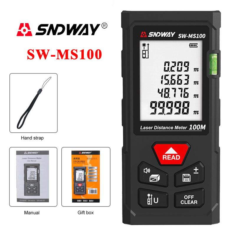 SNDWAY Laser Distance Meter Digital Rangefinder with Distance Area Volume Self-calibration Professional Laser Tape Measure Meter