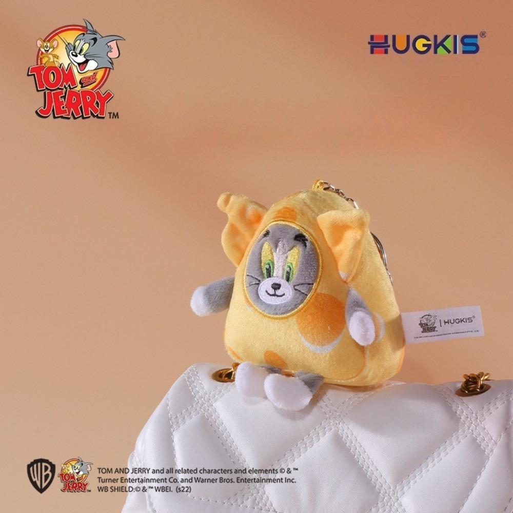HUGKIS Genuine Tom and Jerry Plush Doll Pendant Anime Cartoon 10CM Cheese Series Keychain Bag Couple Birthday Gifts