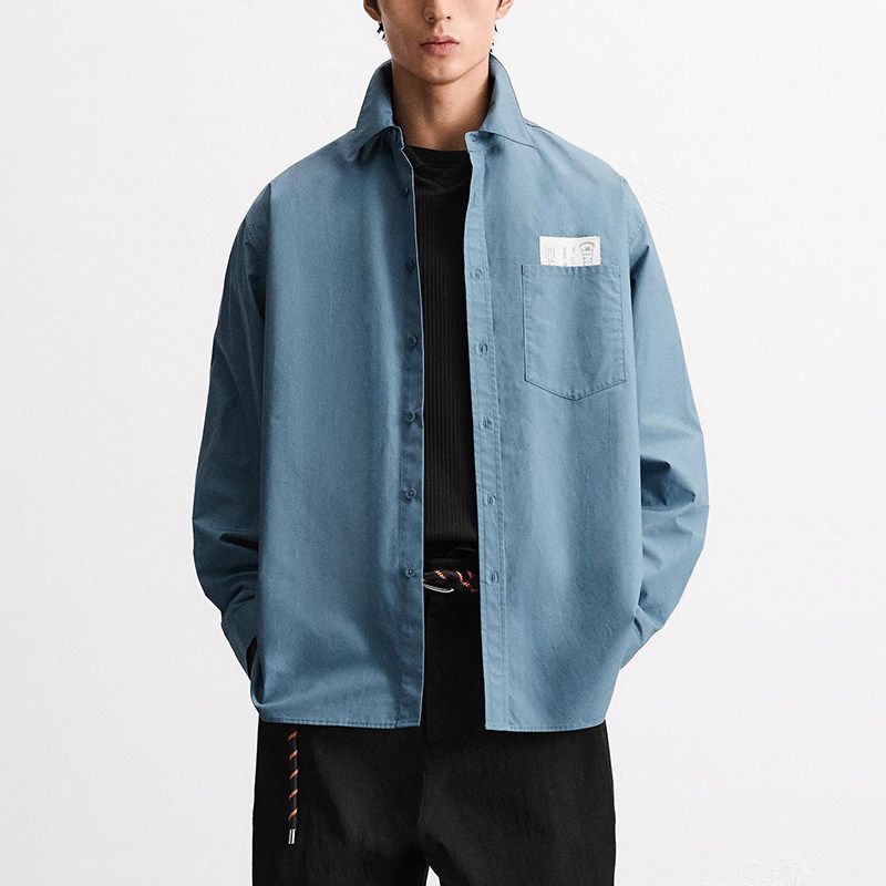 Cabinet 399! Spring New Men's Oversize Loose Version Simple Casual Patch Long sleeve Shirts 7380855