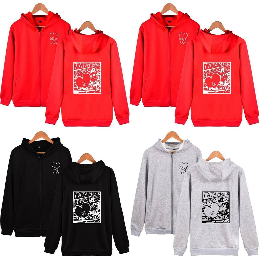 Zipper Bts Sweatshirt Bt21 Bangtan Boys Tata Casual Sweatershirt Kpop Hoodie