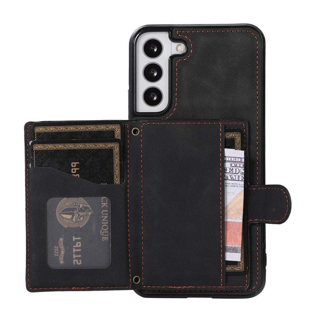 For Samsung Galaxy S21 FE 5G Kickstand Phone Case TPU+PU Leather Shoulder Phone Bag