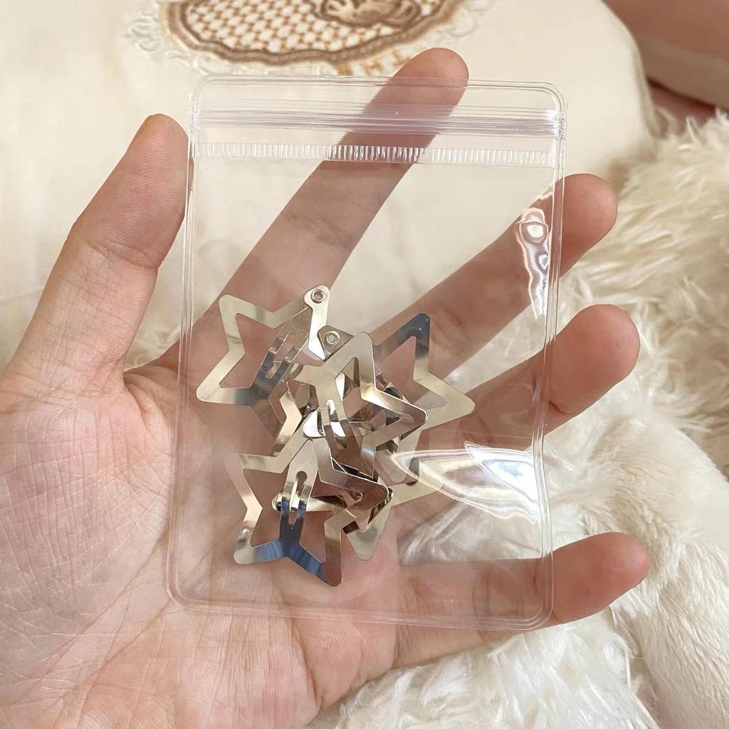 10Pcs Silver Star BB Hairclips Girls Y2K Cute Star Barrettes Women Simple Metal Snap Clip Headdress Hair Jewelry Accessories