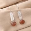 Oval Peach Moonstone Gemstone 925 Sterling Silver Jewelry Handmade Earrings 1.9" EE-168-24