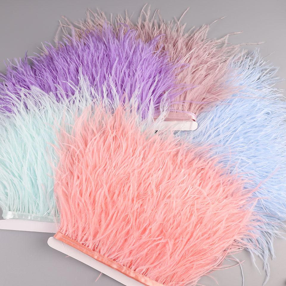 2М Страусиные перья на ленте для рукоделия шитья в платье декоративные перья на тесьме бахрома для одежды