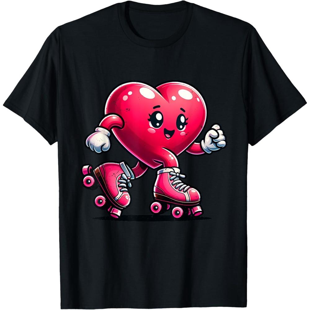 Roller Skate Valentines Day Heart Lover Girls Women Skating T-Shirt
