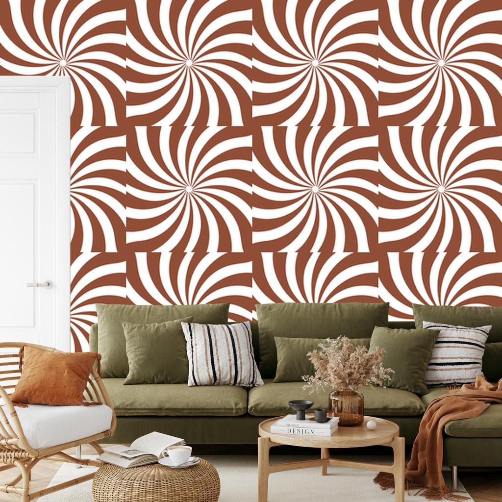 Hippie Background Wallpaper Orange and White for Living Room and Bedroom 50x1000