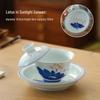 underglaze hand-painted blue and white lotus, 150 мл