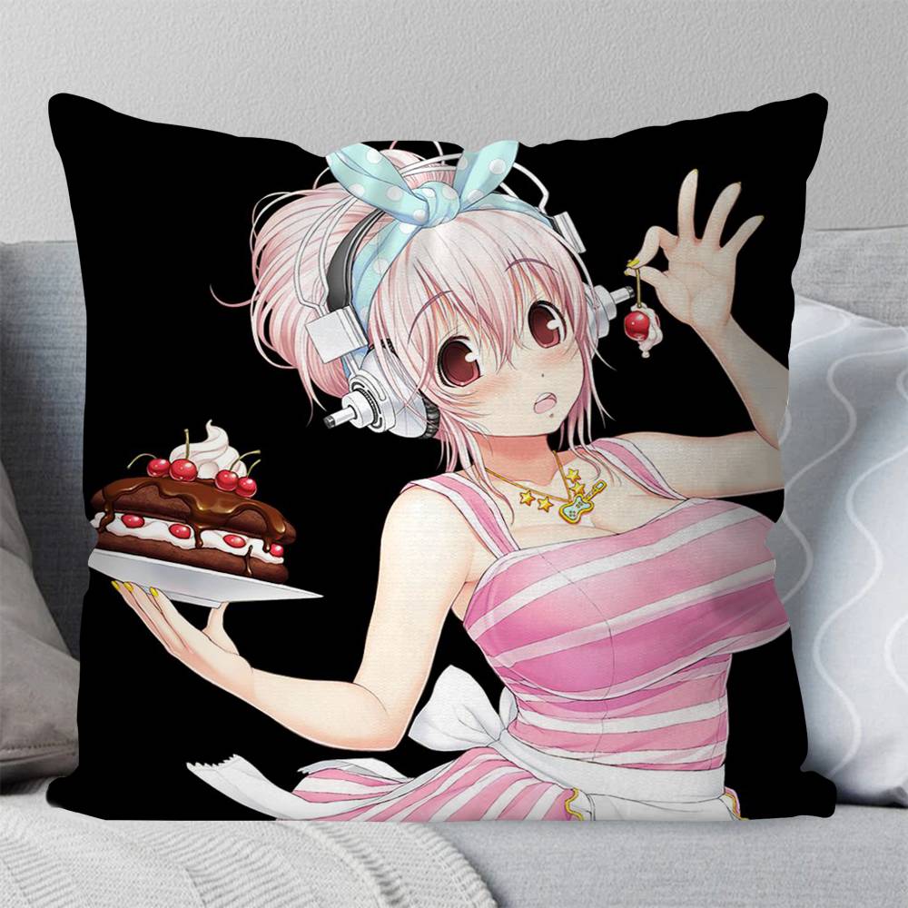 Manga Singer Super Sonico Pillow Case Fashion Square Pillowcase Bedroom Sofa Room Ins Decoration Leisure