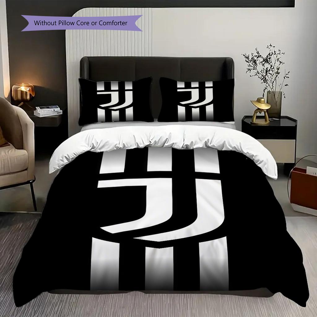 Juventus Football Club Emblem Bedding (1 * duvet cover + 2 * pillowcase, without core) Christmas birthday gift Bedding set Soft and comfortable