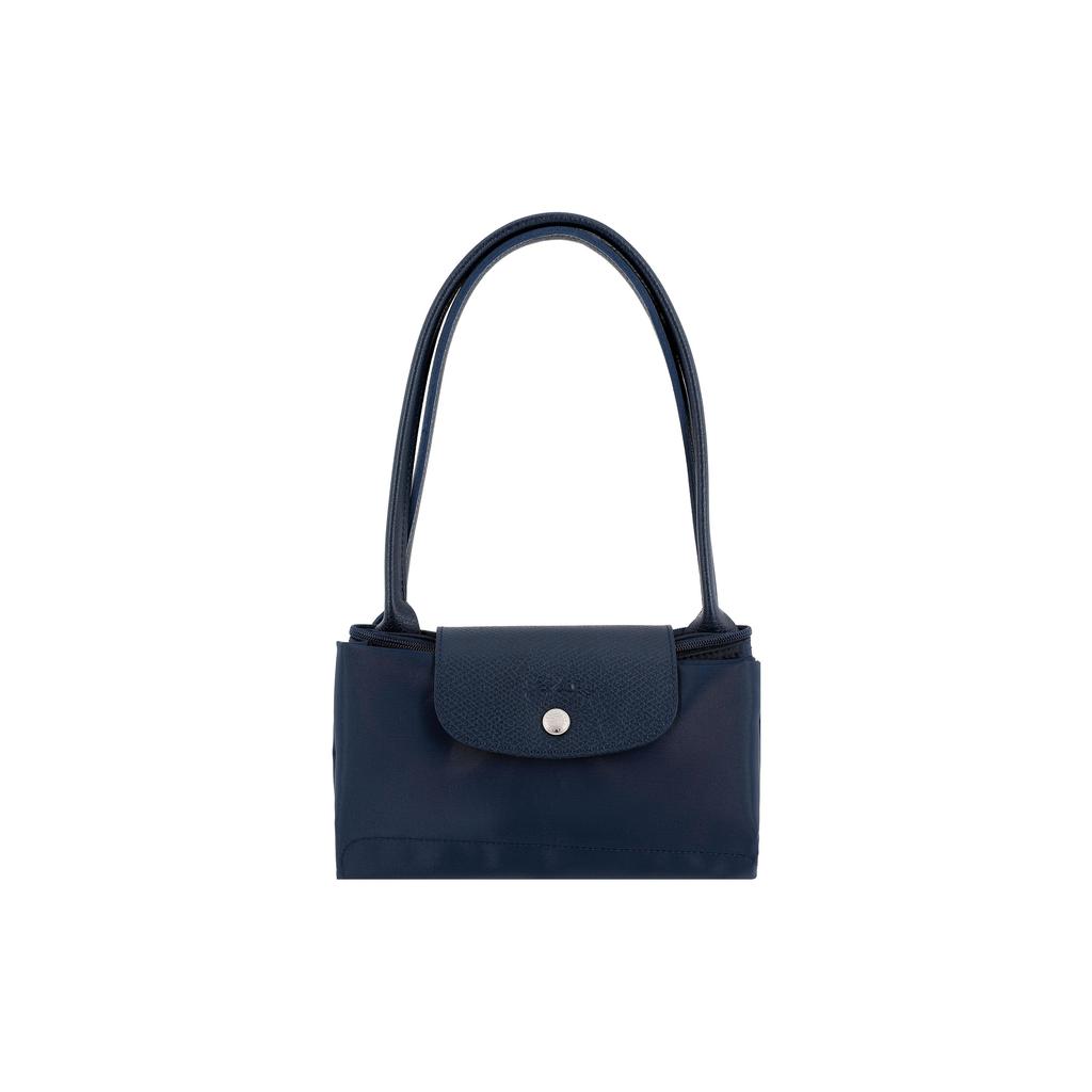 Longchamp Le Pliage Green 28 Zipper Flap Long Handle Recycled Canvas And Leather Tote Shoulder Bag Medium Women tote Navy-Blue 2605919P68