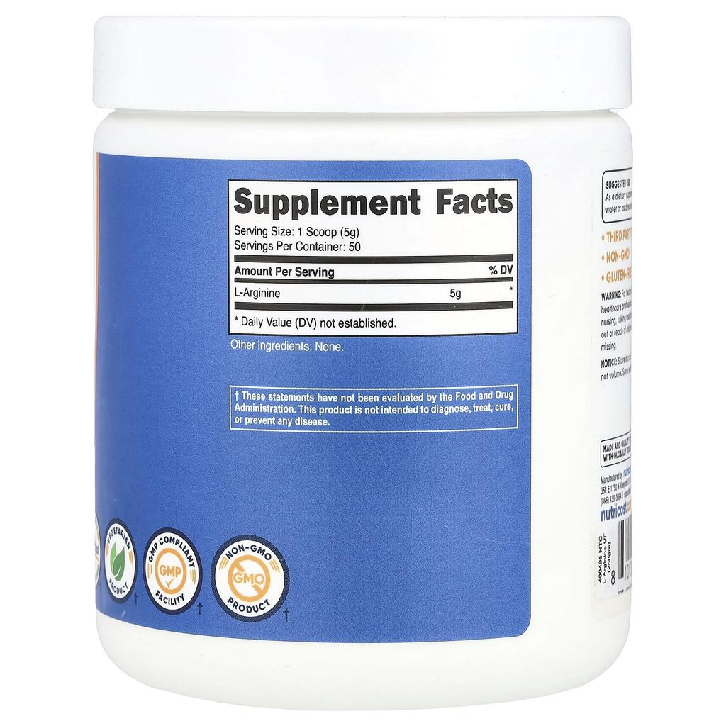 L-Arginine, Unflavored, 250G(8.9Oz)