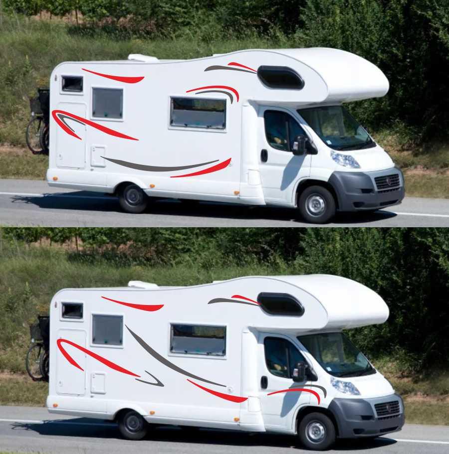 Red & Gray Stripe Vinyl Decal Sticker For RV Caravan Trailer Camper Motorhome
