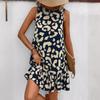Женское платье без рукавов с оборками, летнее модное платье со шнуровкой и высокой талией