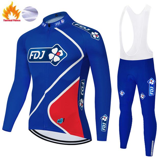 Мужской велосипедный костюм Thermal Smile FDJ, зимняя майка, горный велосипед, 2023 г.