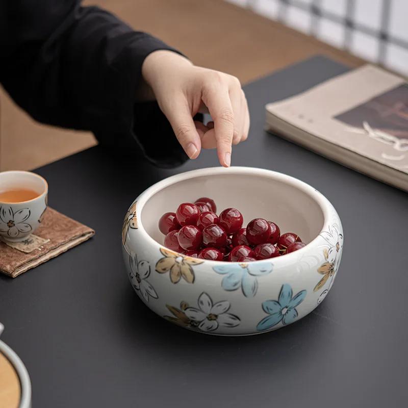 Ледяно-серый Маньхуа Чаепитие Большая Бытовая Мойка Воды Фарфор Кунг-фу Чашка-миска для Чая Чайная Церемония