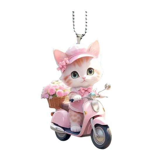 Cat Pendant Car Ornament Hanging Realistic Animal Cat Rearview Mirror Hanging Decor Acrylic Car Charm Party Festival Gift for Car Lovers