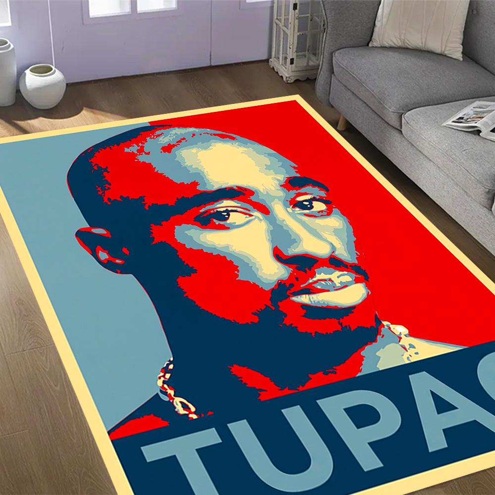 2pac's Iconic Album Cover Themed Anti-Slip Rugs - Polyester Home Decor, Suitable for Bedrooms, Living Rooms, Doorways, Studios, and Decorations