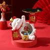 Lucky Cat Statue Creative Animal Sculpture Cat Figurine Statue Tray Home Desktop Ornament Jewelry Keys Holder