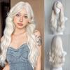 White Water Curly Wave Separate Bangs Wig 24 Inch  Fiber Synthetic Heat-resistant Deep Wave Hair Natural Party or Selfie Korean Fashion