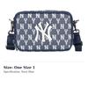 MLB Monogram Collection Polyurethane Polyester Camera Bag, Shoulder Bag, Crossbody Bag Small Unisex Marine Blue 32BGDM011-50N