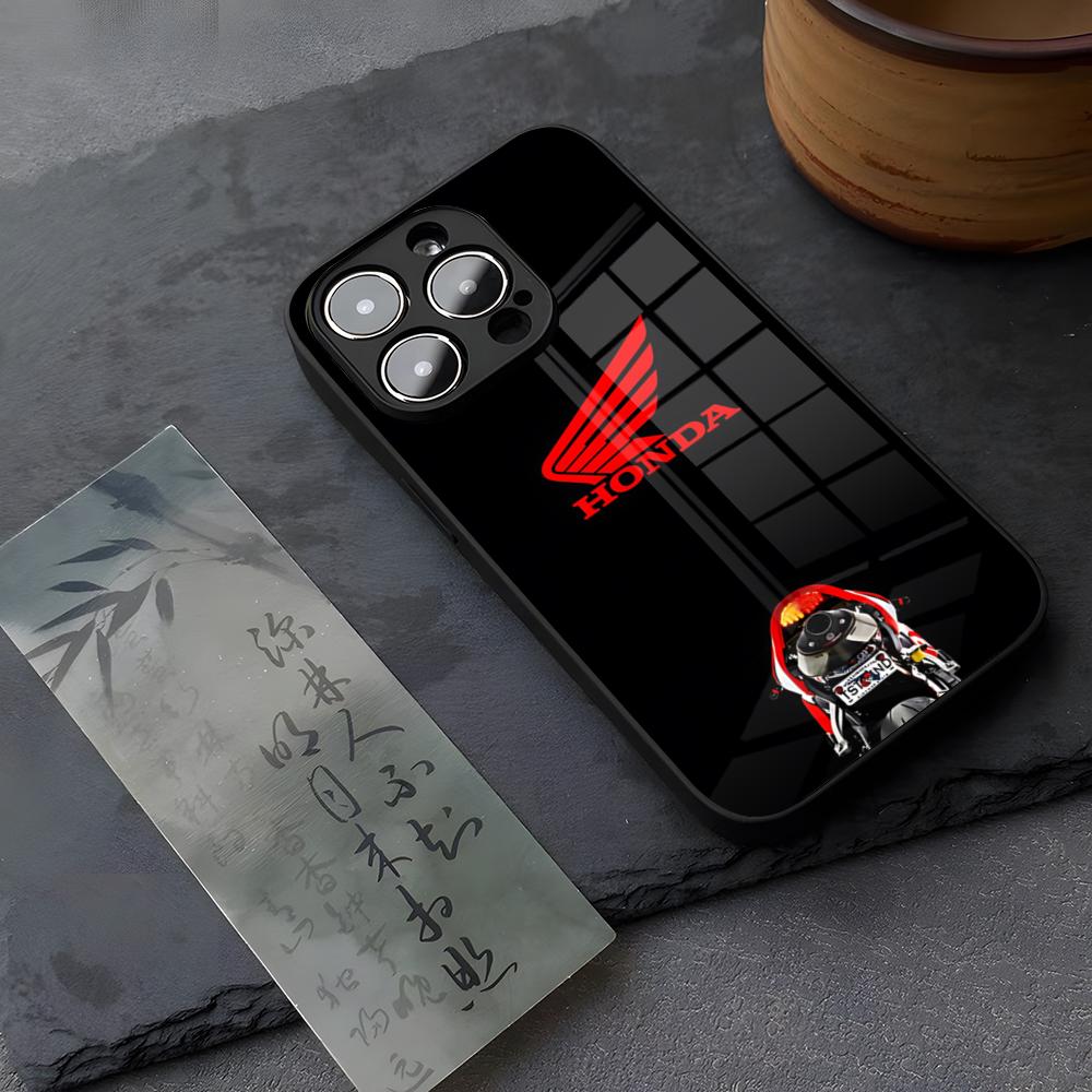 H-hondaes Performance Cars Чехол для телефона Закаленное стекло Для IPhone 14 15 16 13 12 11 Pro XS Max Plus Mini 16e Coque SM1