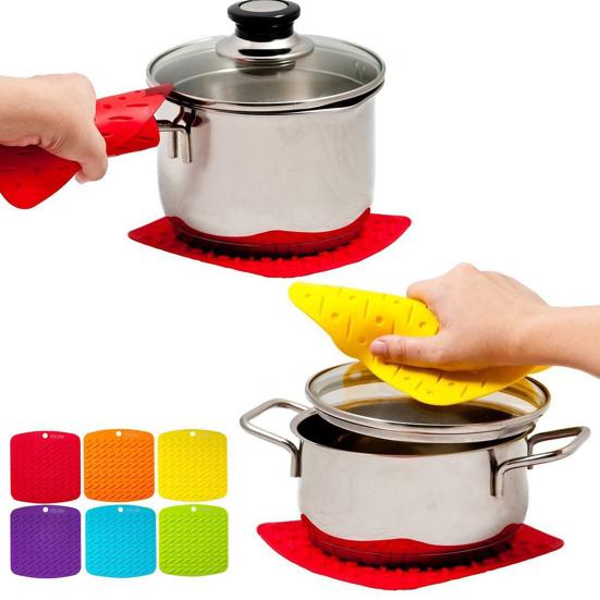 Kitchen Table Placemat Silicone Square Pot Holder Mat Non Slip Hot Pad Spoon Rest