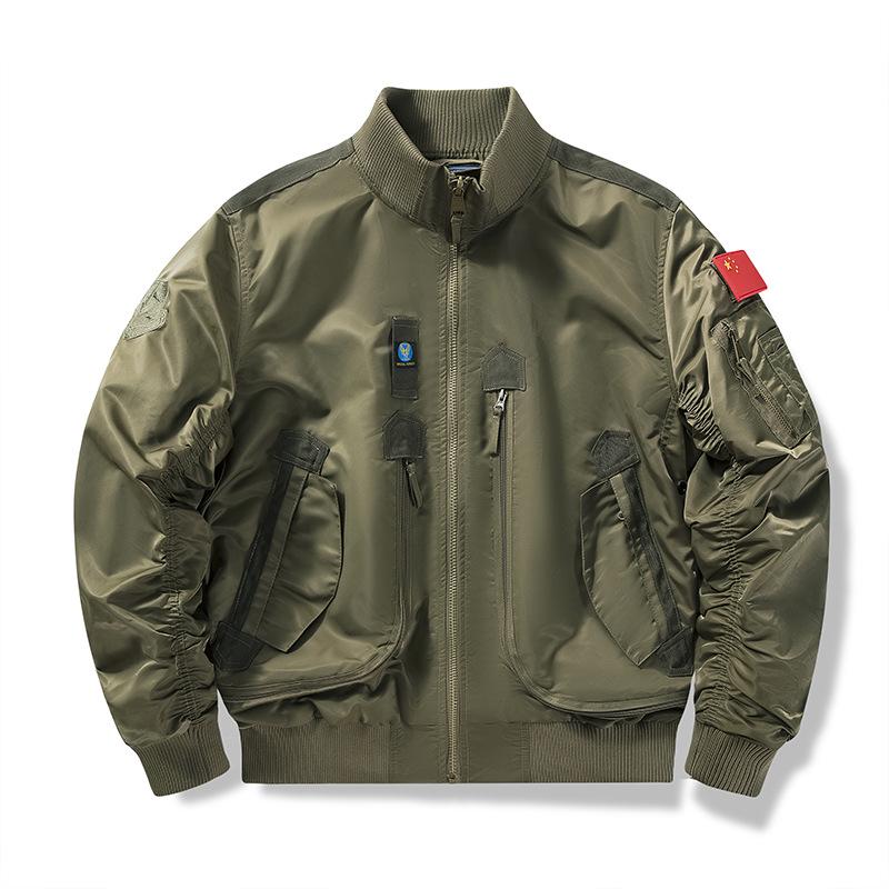 Мужская тактическая куртка-бомбер с воротником-стойкой на осень-зиму – Бейсбольная форма в стиле пилота ВВС