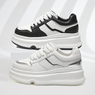 2025 туфли женские повседневные из коровьей кожи весна новые ретро универсальные кожаные на толстой подошве туфли маффины на платформе белые туфли