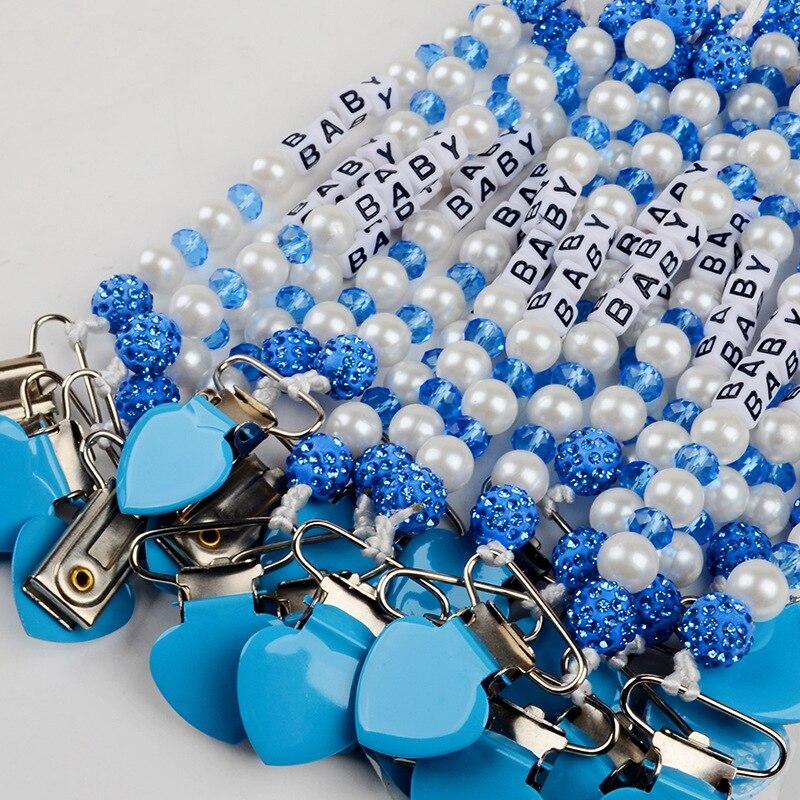 1 шт., цепочка на зажим для соски для младенцев, новая цепочка из глины и кристаллов, противоскользящая цепочка для маленьких мальчиков и девочек, цепочка с зажимом для сосков в форме сердца, детские вещи