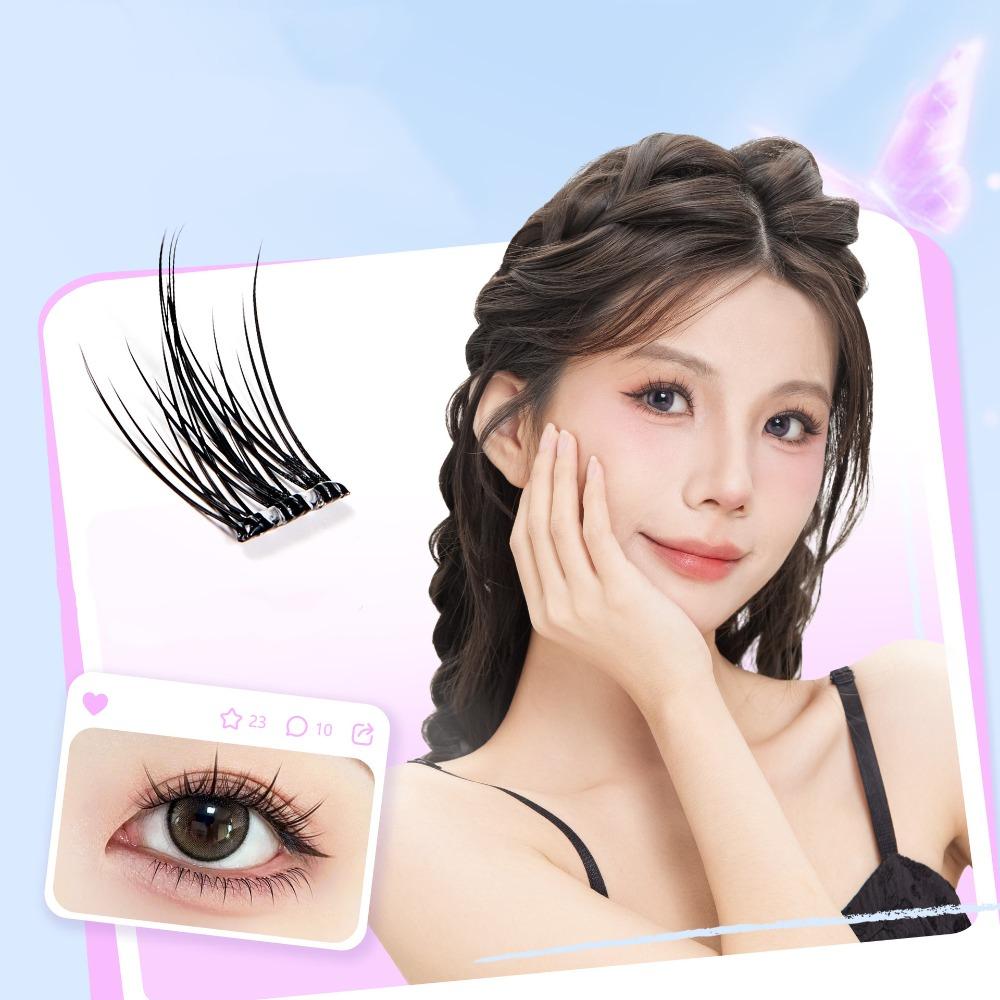 Пушистые самоклеящиеся пучки ресниц Многоразовые пучки накладных ресниц Клейкие накладные ресницы Макияж