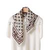 Vintage polka dot rice brown flower silk wool silk scarf double-sided printing old money style fashion casual silk shawl square scarf