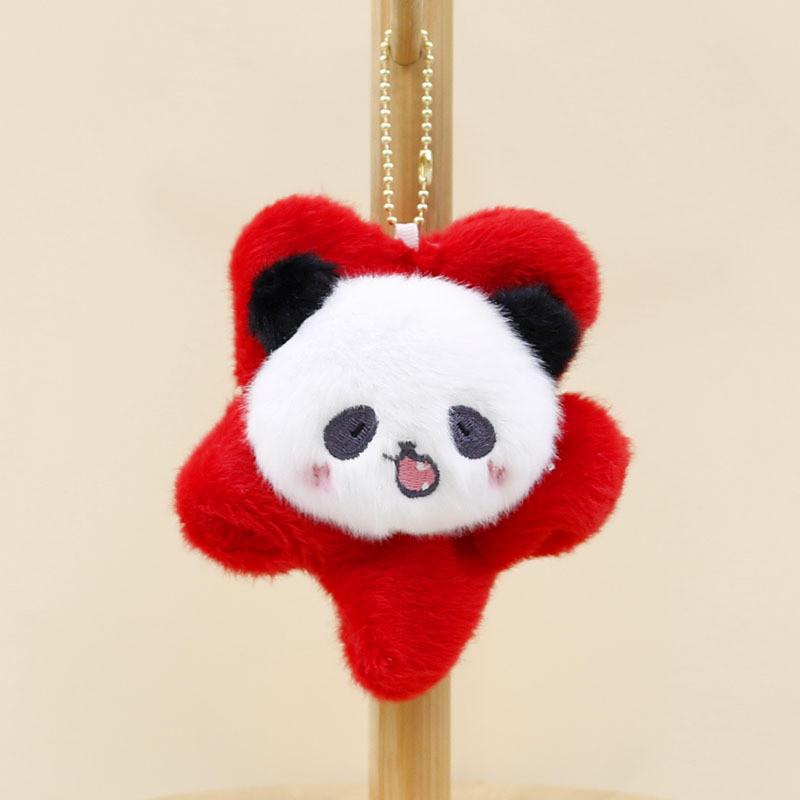 Cute 12cm Panda Stuffed Animal With Vibrant Flower Accent Perfect Key Accessory