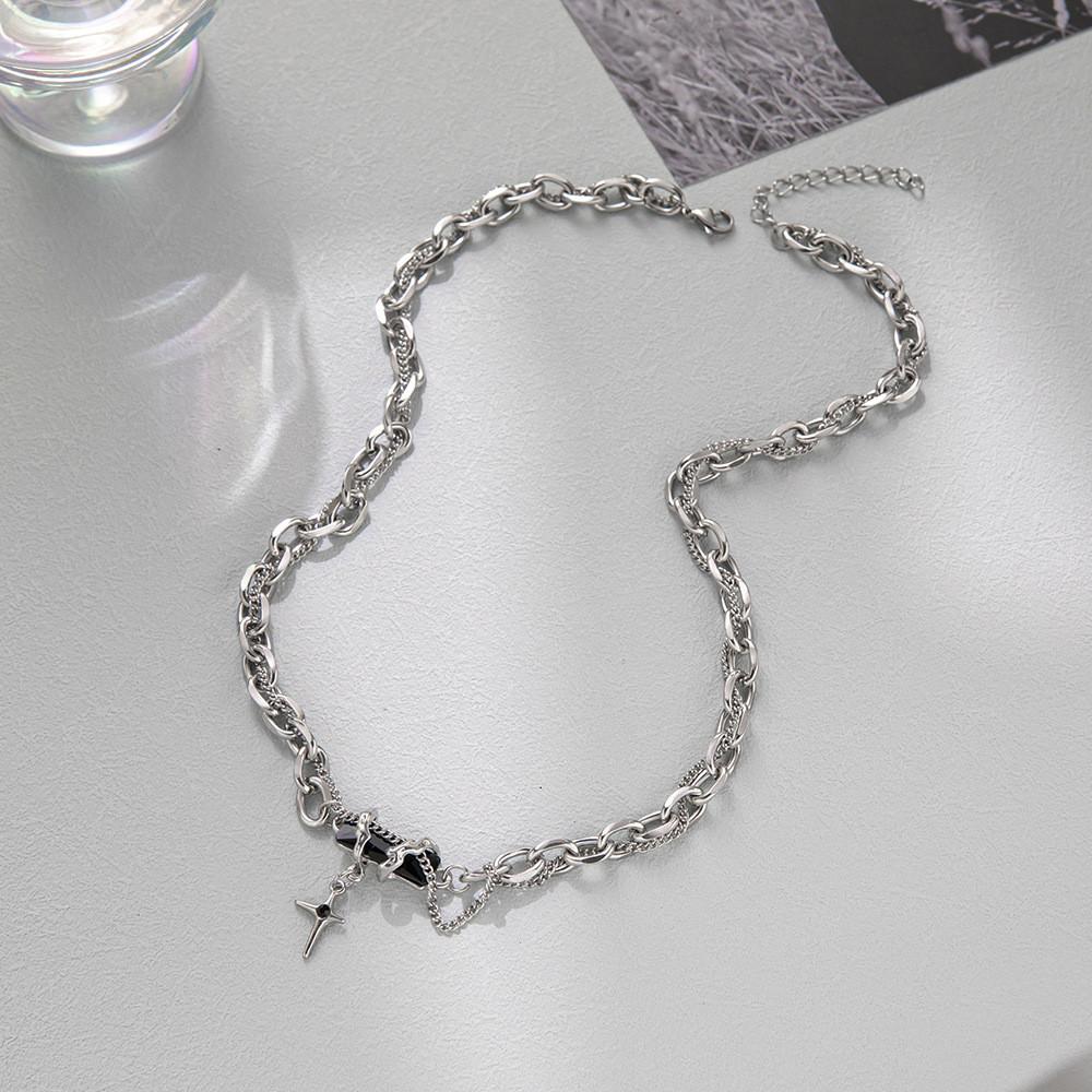 Forest Jewelry Black Necklace With Titanium Chain For Couples Decoration Female