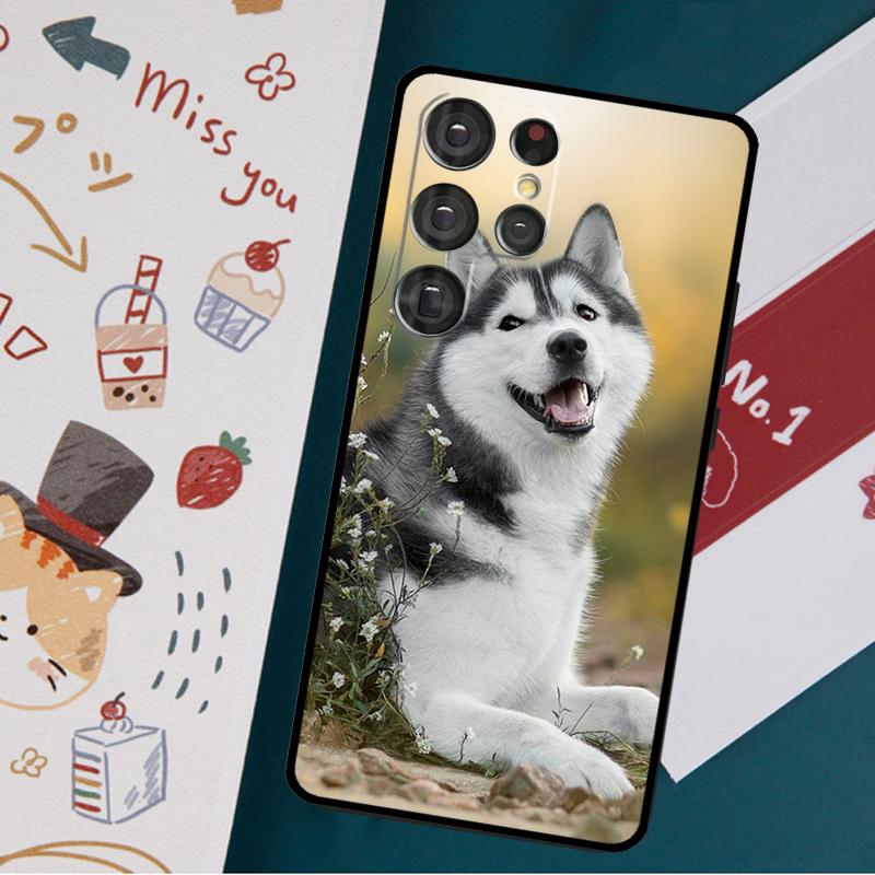 Alaskan Husky Dog Cute Puppy Case For Samsung Galaxy S23 S22 S21 Ultra S20 FE Note 20 Ultra S8 S9 S10 Note 10 Plus Cover