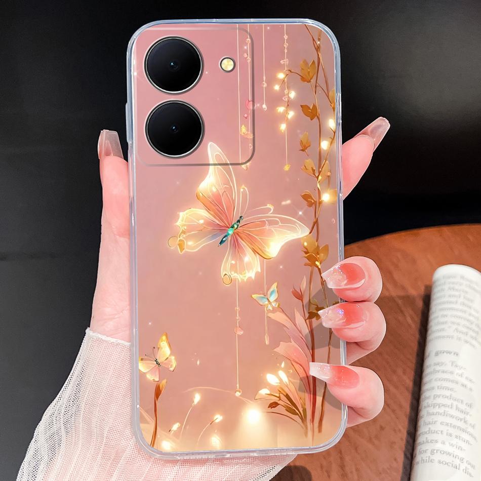 Чехол для телефона Vivo Y100i Y200i Y300i Y500i 5G Винтажный Ангел Мягкий Прозрачный Силикон Высокое Качество Ударопрочный Funda