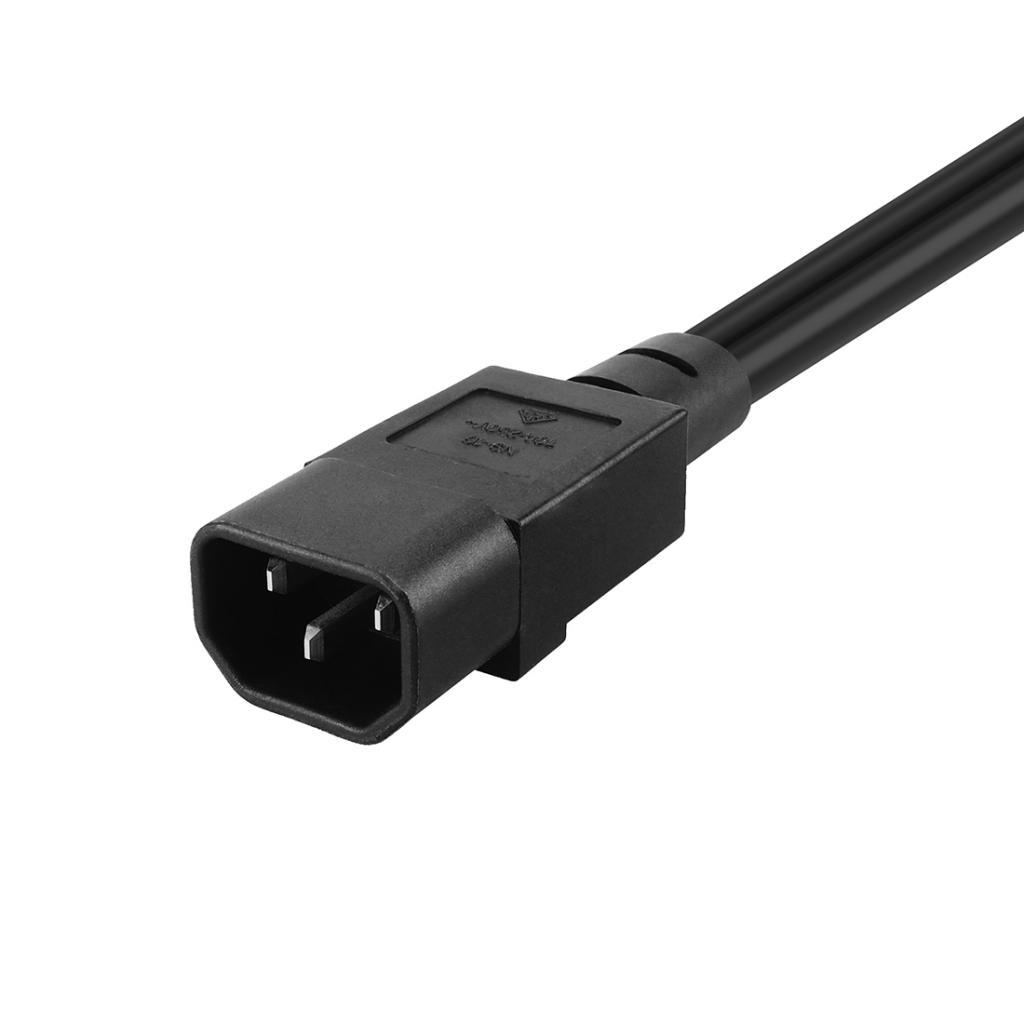 IEC320 C14 Male to C13 + Female Extension Cable Connector