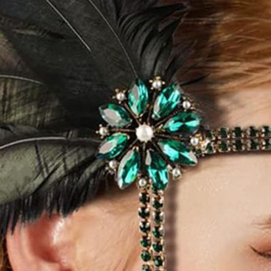 1920s Jewelry Set Headband Gloves Earrings Set Sparkling Earrings Headwear with Sequins Beads Role-Playing Accessories
