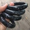 Китайский Натуральный Винтажный Ретро Красивый Черный Нефритовый Самоцвет Кальцитовый Браслет Манжета для Мужчин Женщин 58/60/62 мм