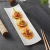 Однотонная изогнутая керамическая длинная полосатая тарелка, полосатая тарелка для суши, блюдо для сашими, десертная тарелка, демонстрационная тарелка для молекулярной кухни