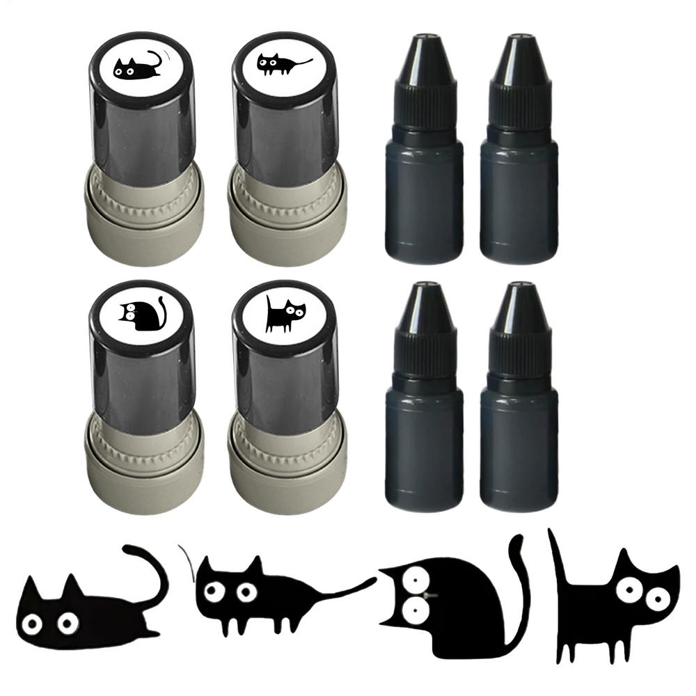 Cat Pattern Self-Inking Stamp DIY Crafting Supplies Kitten Stamp For Scrapbooking Card Making Planner Diary, School Teachers